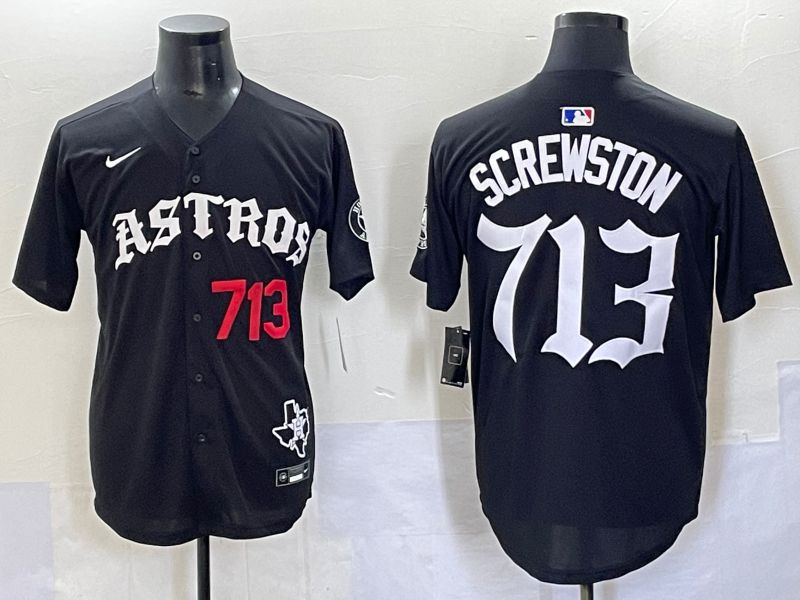 Men 2025 Houston Astros 713 Screwston Black Seven generations Joint Name Nike MLB Jersey style 4->houston astros->MLB Jersey